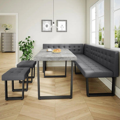 5pc Modern Corner Dining Table Set, 72" Breakfast Nook