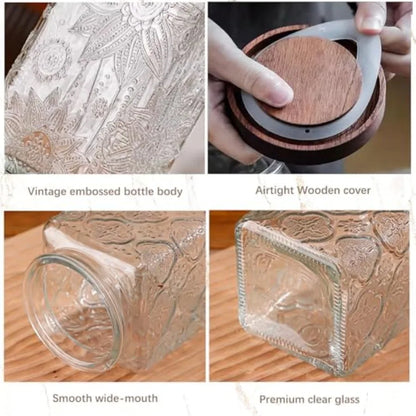 Glass Storage Container with Airtight Lid, Cookies and Multi-Use