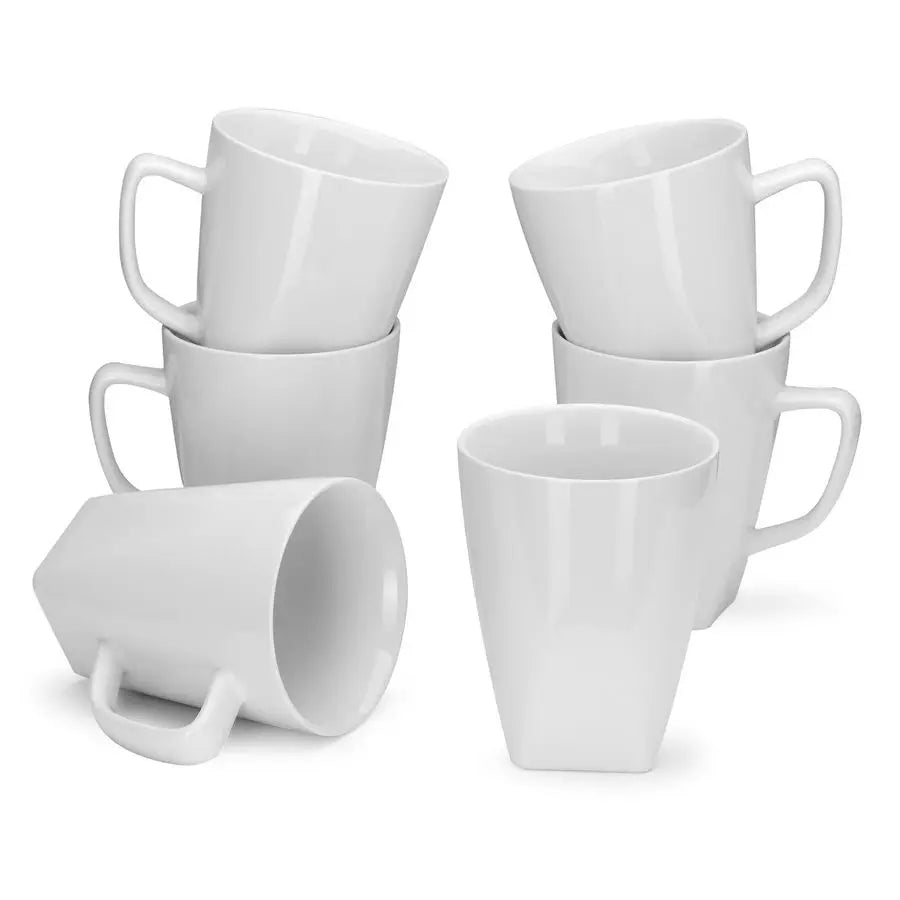 Porcelain Coffee Mugs Set of 6, Large Coffee Cups 14oz,