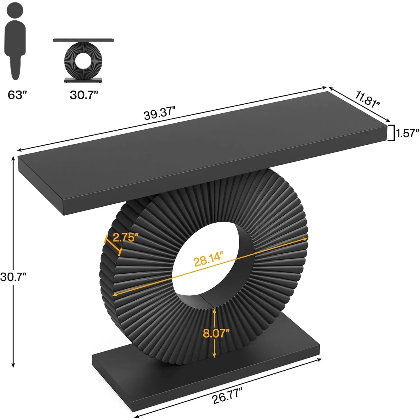 40-inch Modern Console Table with Geometric Base
