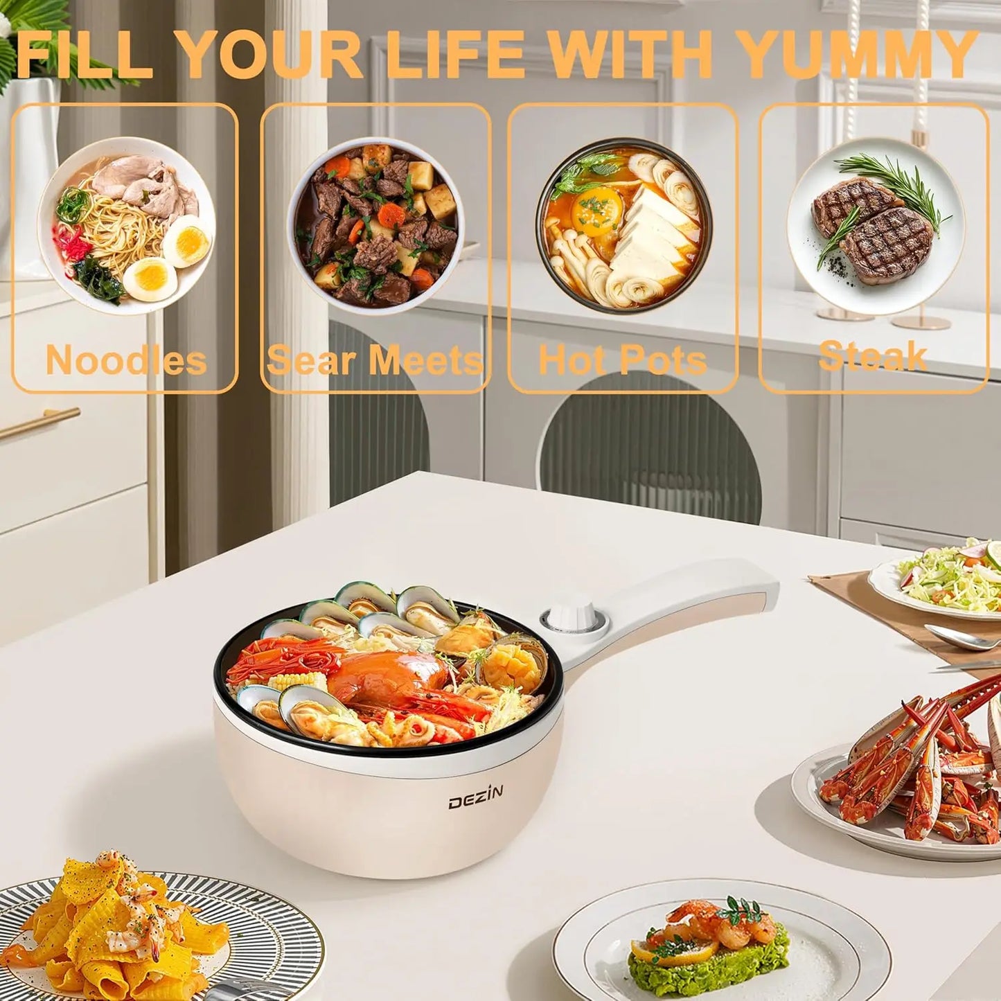 Portable, Multi-food Non-Stick Electric Hot Pot, 1.5L