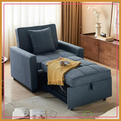 3-in-1 Convertible Sleeper Sofa, Futon Bed w/Reclining Backrest