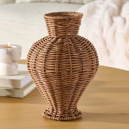 Woven Faux Rattan Decorative Vase, Flowerpot Planter