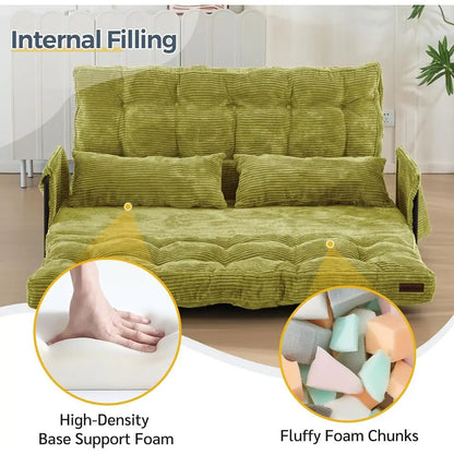 Versatile 5-Position Foldable Lazy Sofa Bed with 2 Pillows,