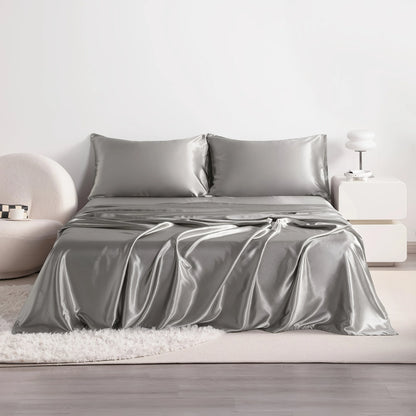 4pcs Cooling Satin Bed Sheet Set Shrink-Resistant,