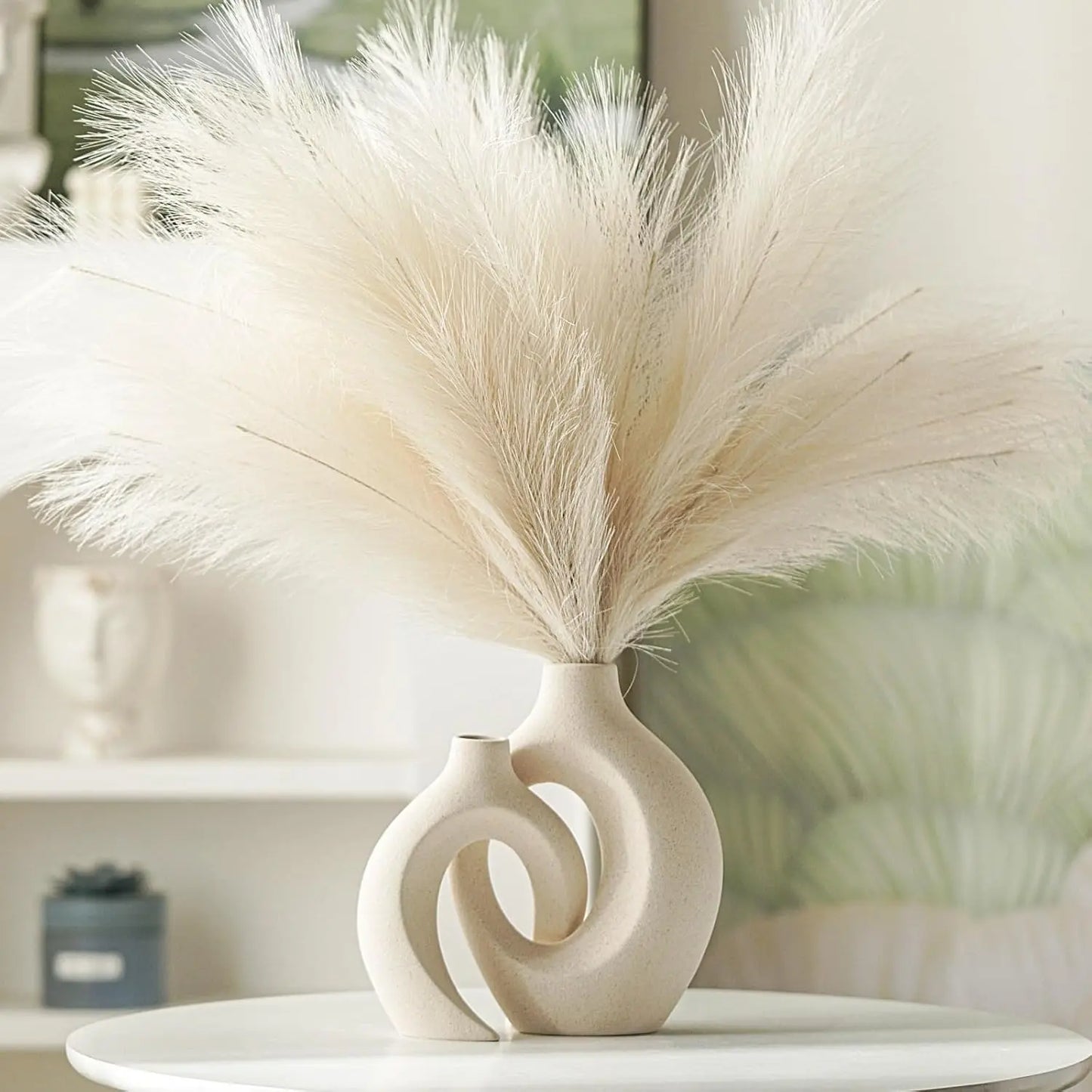 Snuggle Hollow Ceramic Vase Set of 2, Nordic Modern Boho
