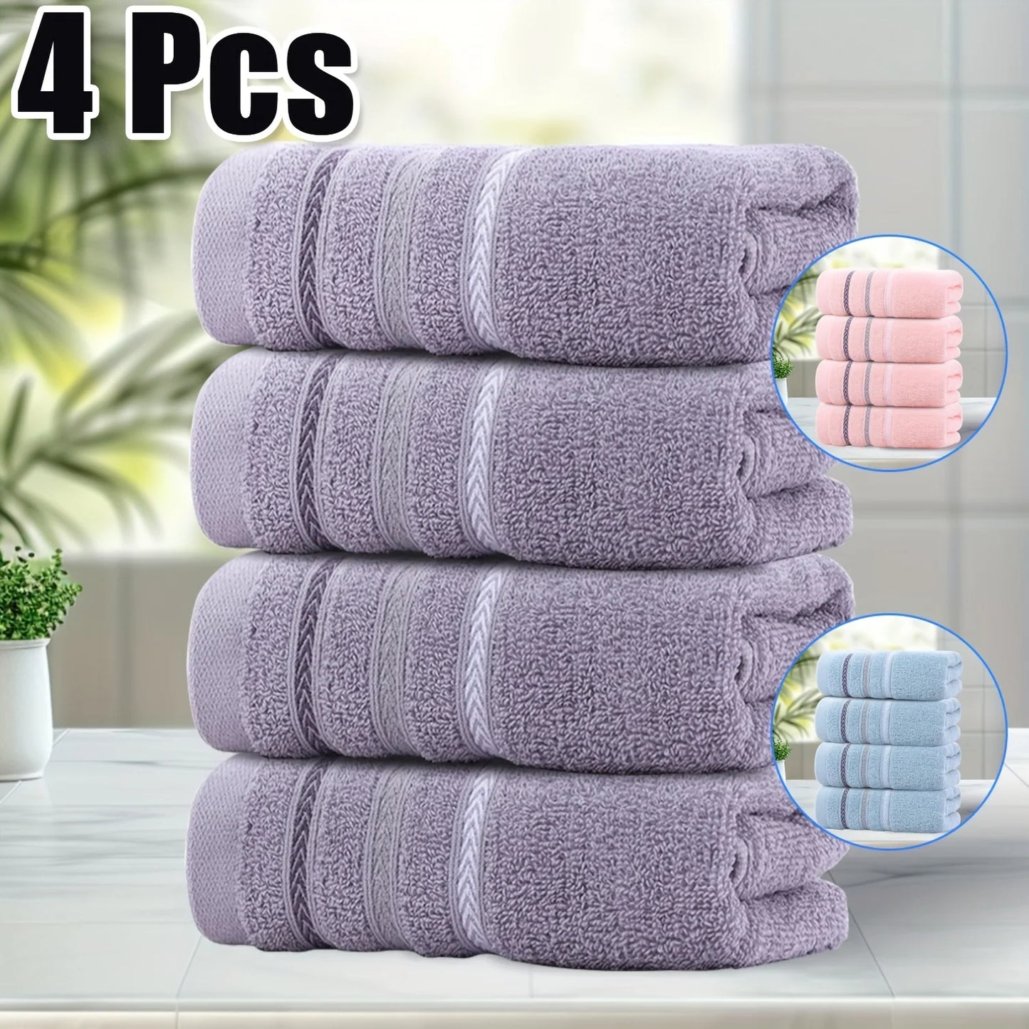 4pk Set - 100% Cotton Towels, Absorbent