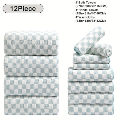 12pcs Bath Towels Set, Ultra Soft, Highly Absorbent, Quick Dry