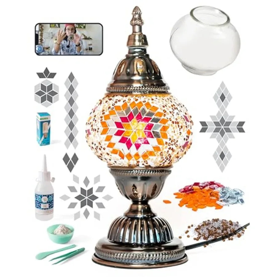 DIY Turkish Mosaic Lamp Kit, Glass Decorative Table Bedside Night Light