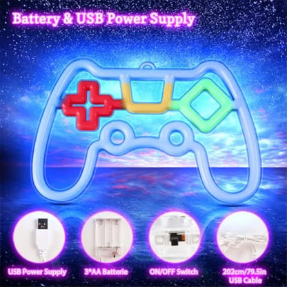 LED Game Controller Shape Neon Light- USB/Battery Powered