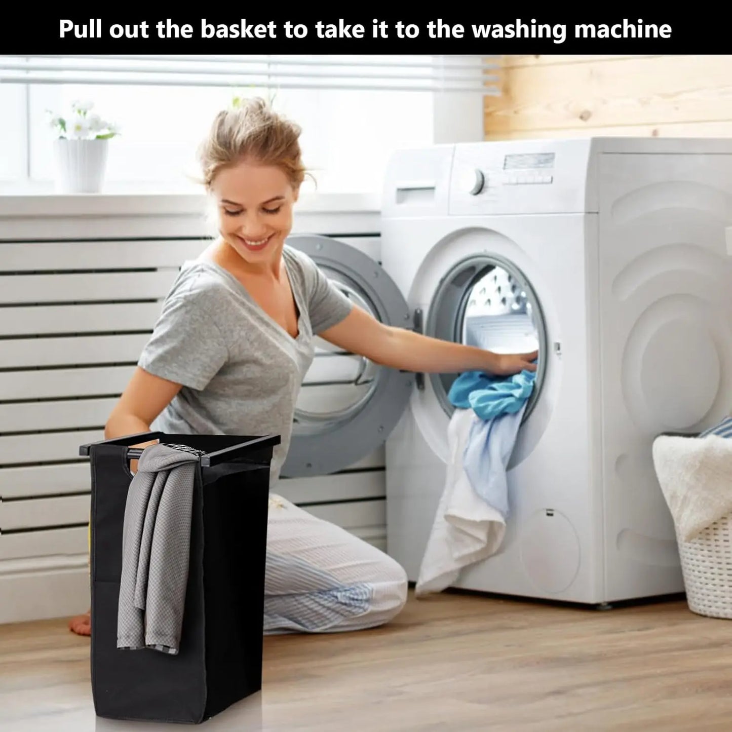 2 Section Laundry Basket Organizer w/Removable Laundry Bag and Top Shelf