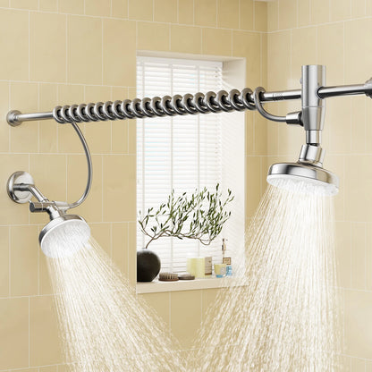 High Pressure Double Shower Head, Adjustable Slider,