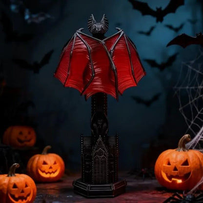 Gothic Wings of Night Halloween Light with Red Glow, Handcrafted Resin,
