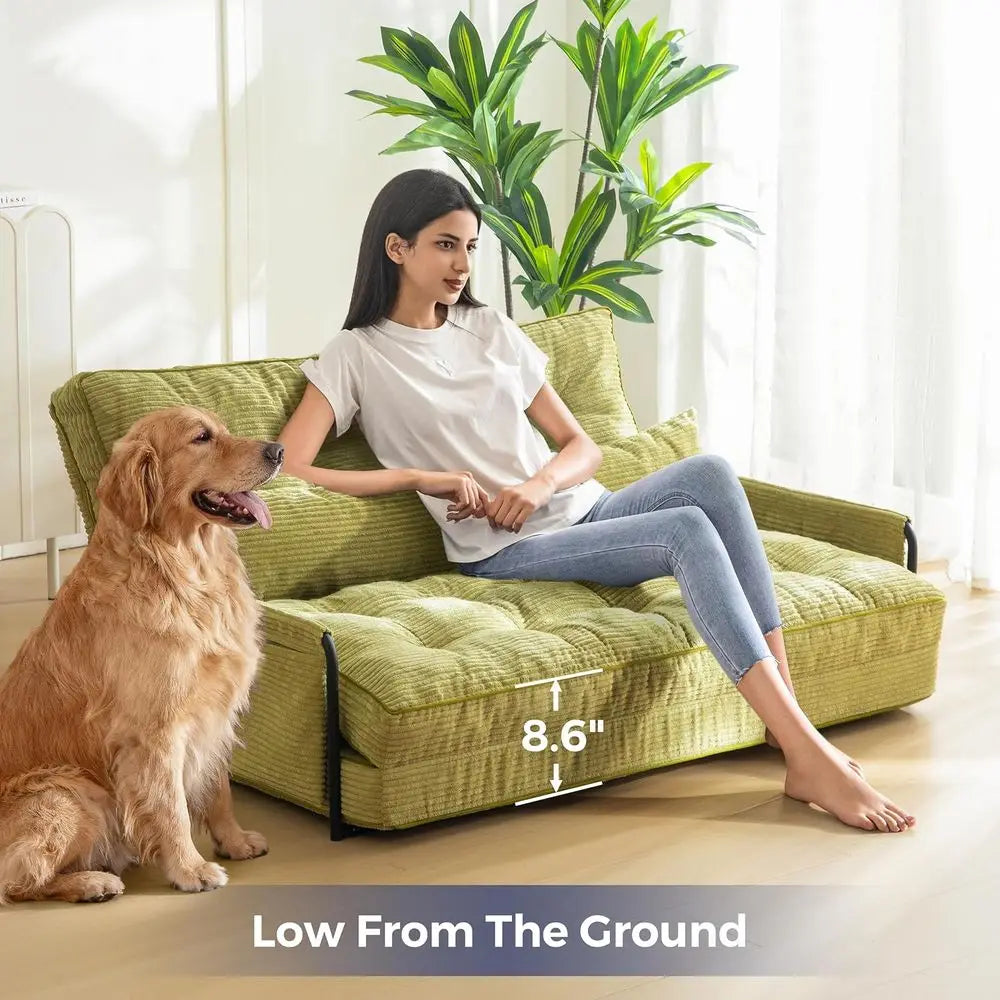 Versatile 5-Position Foldable Lazy Sofa Bed with 2 Pillows,
