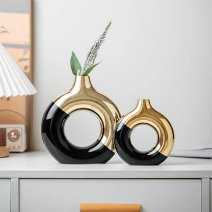Donut Vase, Modern Ceramic Vase for Pampas Grass