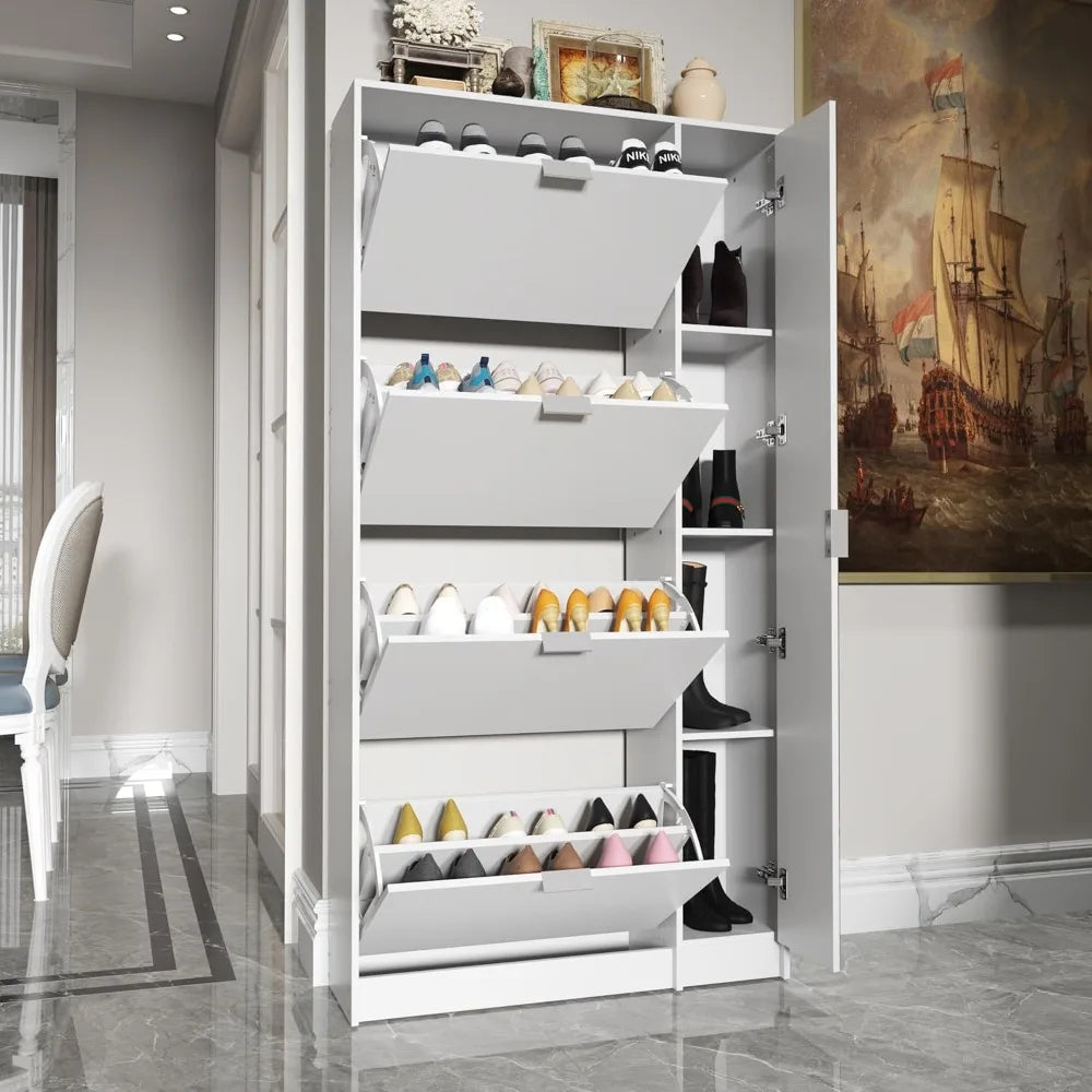 Shoe Storage 4 Flip Drawers & Mirror,