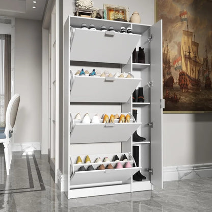 Shoe Storage 4 Flip Drawers & Mirror,