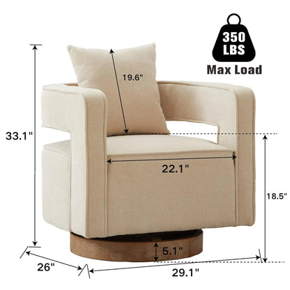 Set (2) Upholstered Swivel Accent Chair, Open Back Barrel Chair