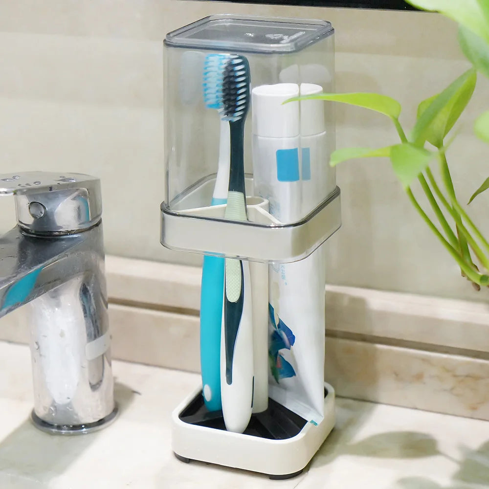 Toothbrush Holder, Cup and Cover, Compatible w/Conventional Toothbrushes,