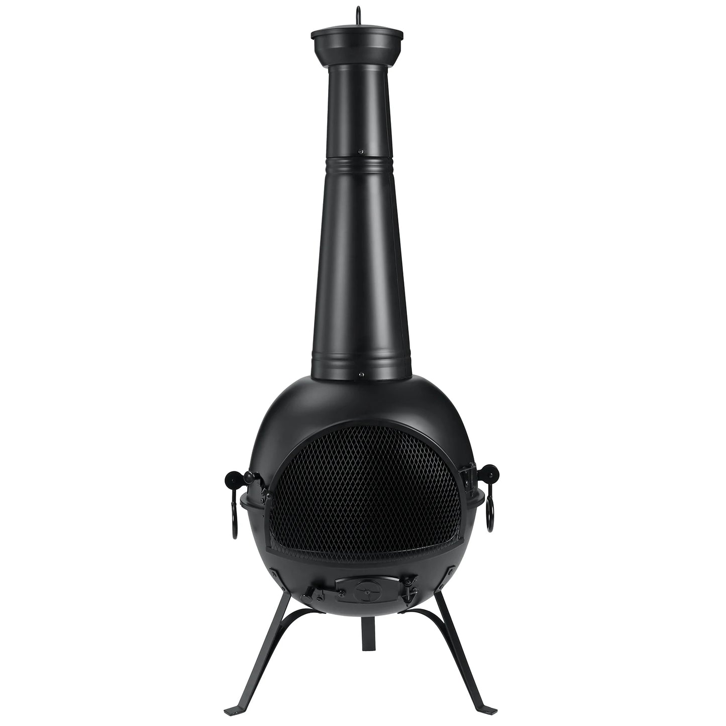 Outdoor Chiminea Fireplace, Rust-Free Iron Black
