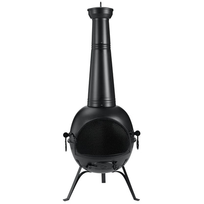 Outdoor Chiminea Fireplace, Rust-Free Iron Black