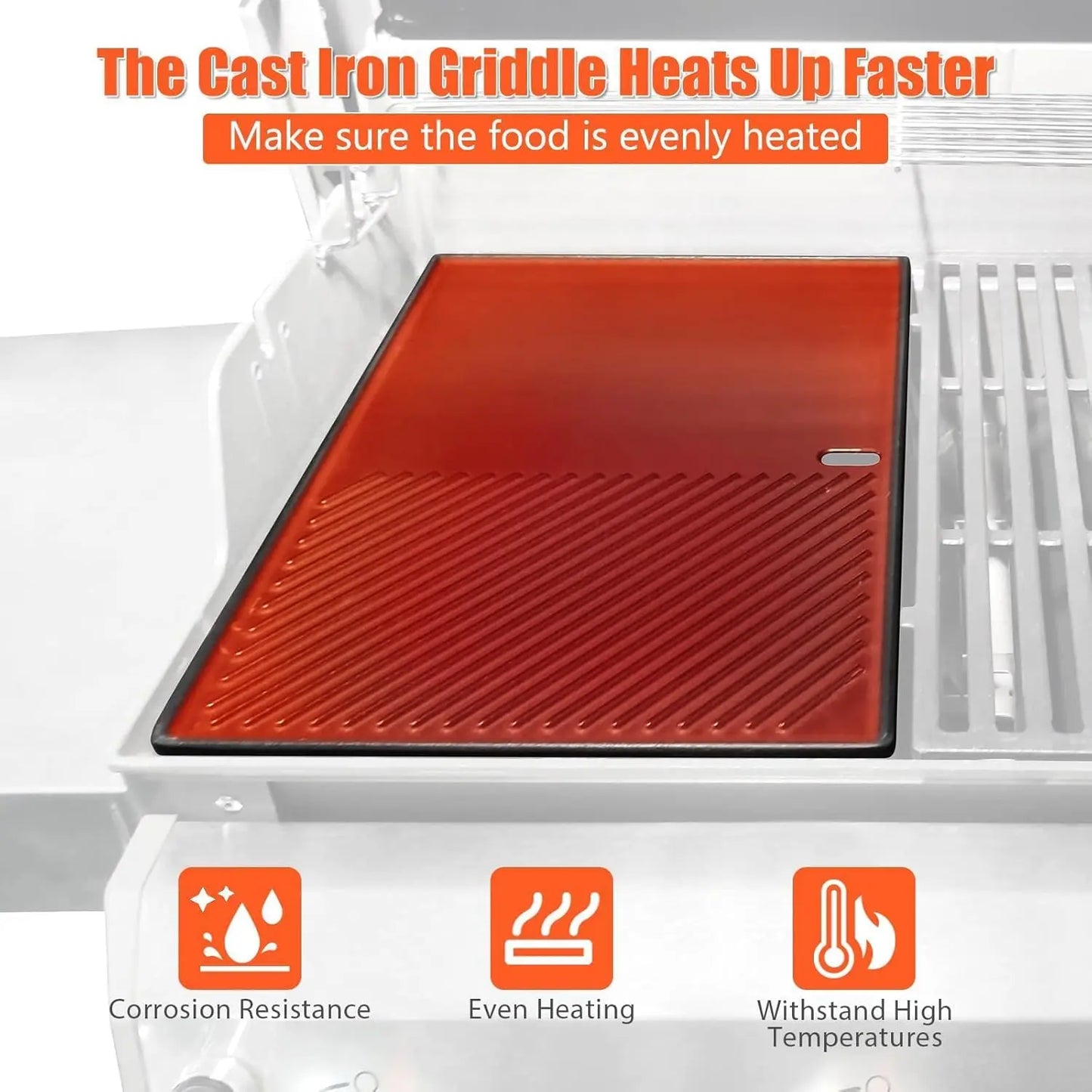 Reversible Cast Iron Grill Griddle & Grate Set for 300 Series Grills
