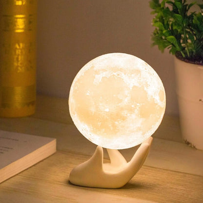 3.5 Inch 3D Moon and Mood Lighting w/Ceramic Base, White