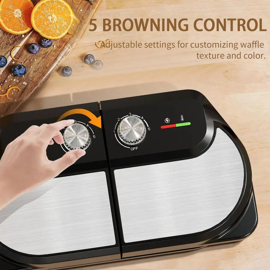 6 Inch, Belgian Waffle Maker for Breakfast and Snacks