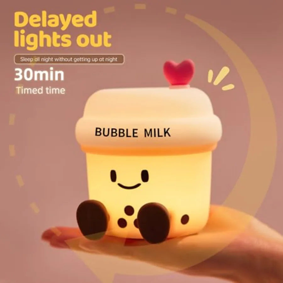 Cute Loving Night Light, 3-Level Dimmable Soft Light, Timed, Rechargeable, Silicone
