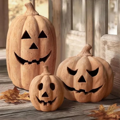Halloween Decorations,7.5"H Handmade Terracotta Jack O' Lantern