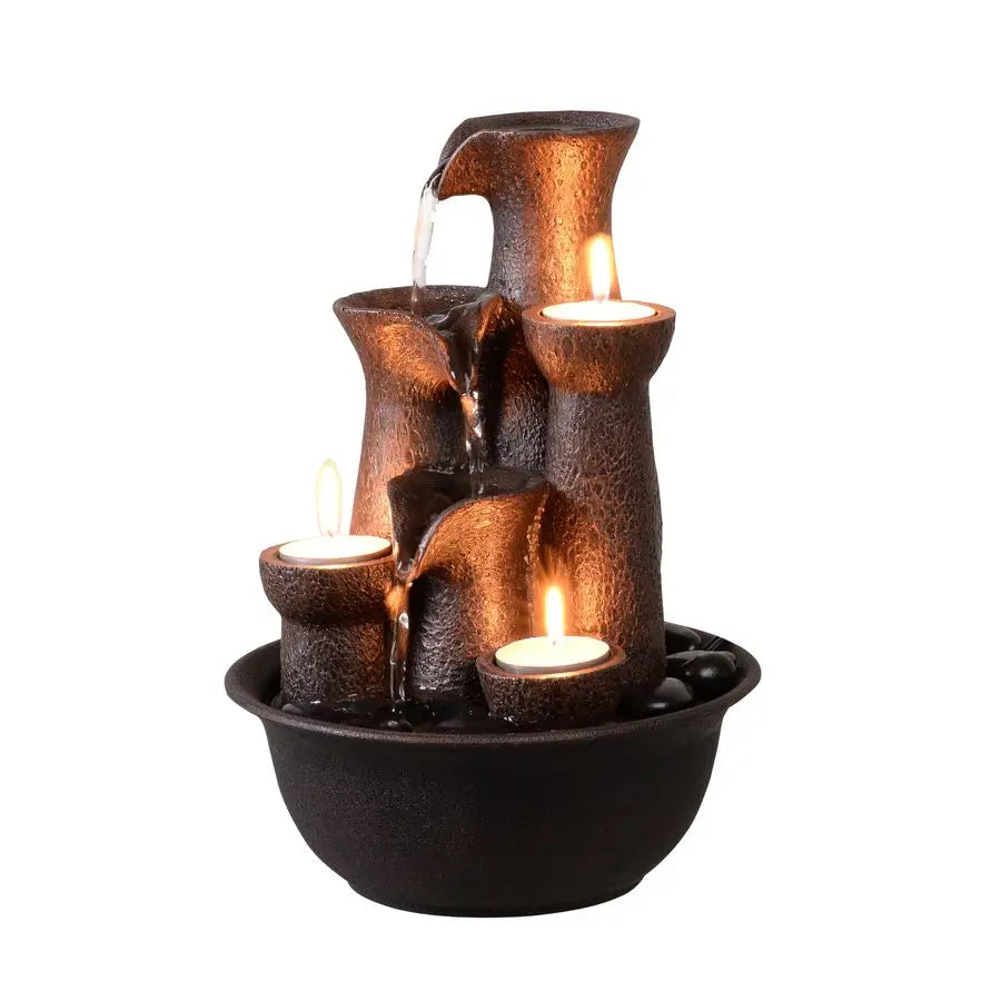 3 Candles, 3-Tier, Indoor Waterfall Fountain for Meditation,