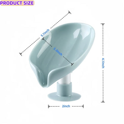 Leaf-Shape Self Draining Soap Dish, w/Suction Cup