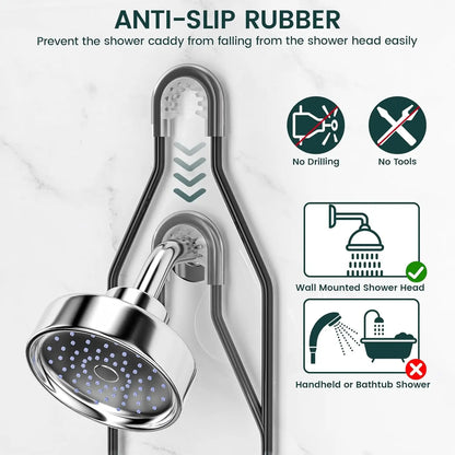 Large Rustproof Hanging Shower Caddy w/Hooks,