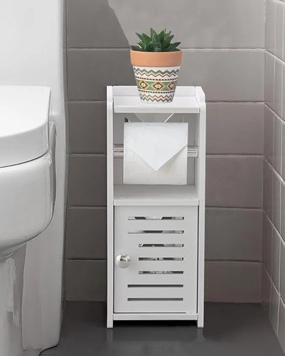Toilet Paper Holder Stand, Free Standing PVC Bathroom Cabinet