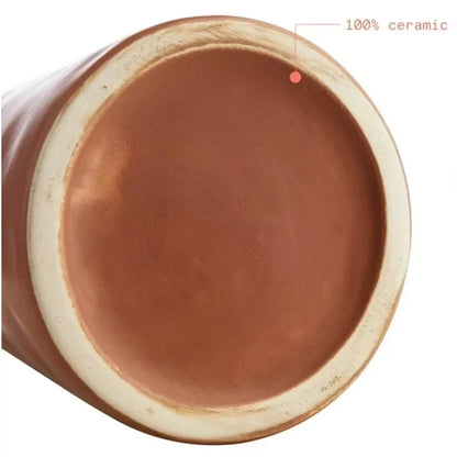 Rustic Terracotta Ceramic Farmhouse Flower Vase 8.66" H