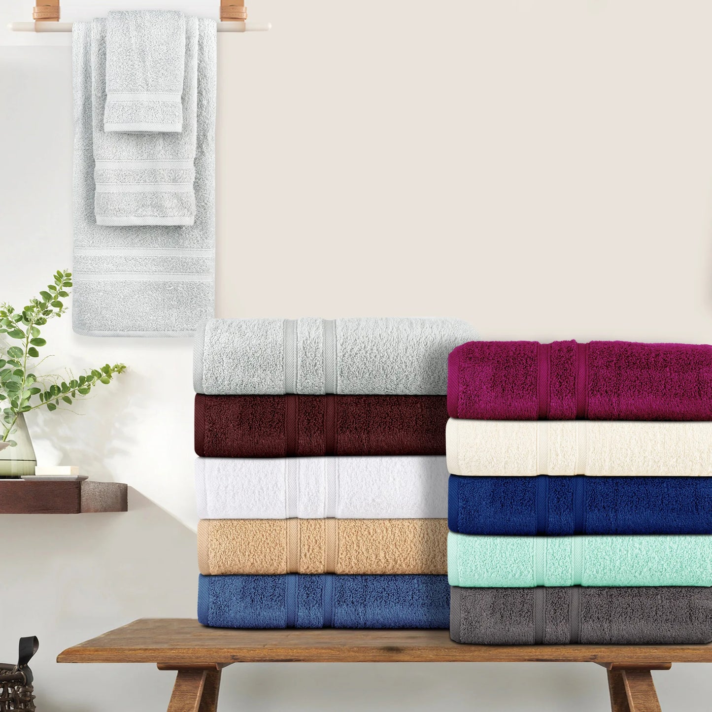 Luxury 18pc Zero Twist Egyptian Cotton Towel Set, Ultra Soft