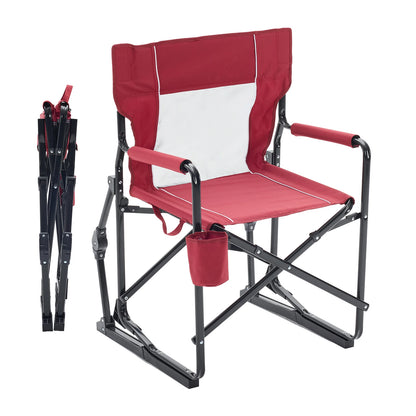 Outdoor Folding Rocking Portable Lounge Chair w/Mesh Back, Waterproof