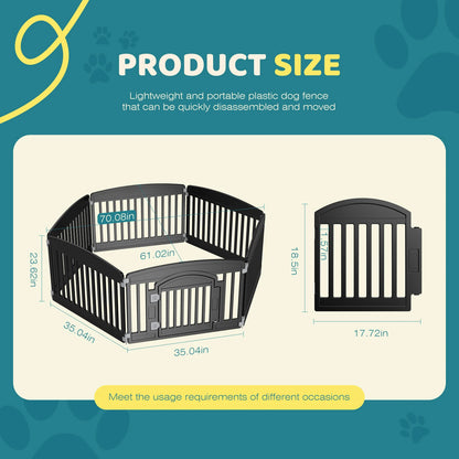 Portable 6 Panel 24" Expandable Durable Pet Fence Indoor/Outdoor