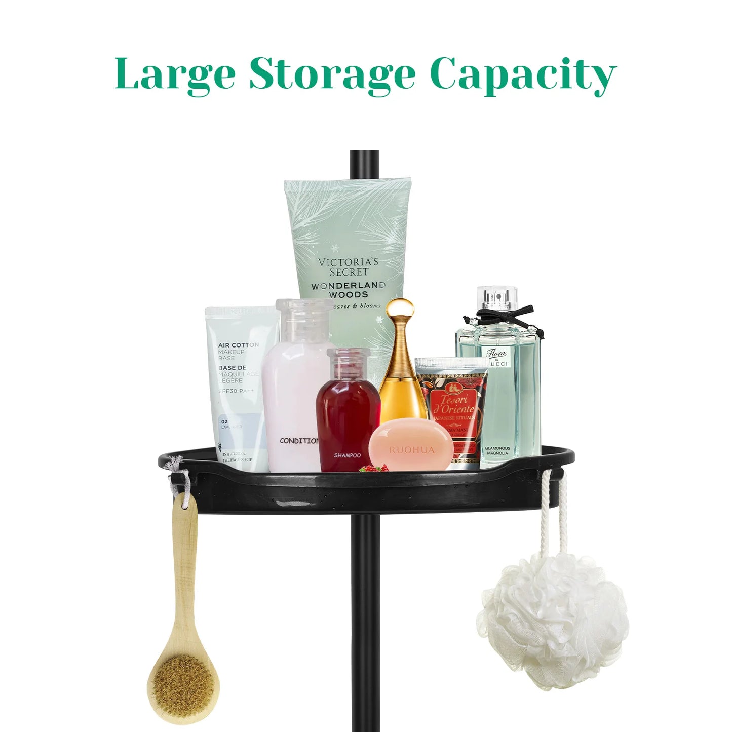 122" Adjustable Corner Shower Caddy with Tension Pole, 4-Tier