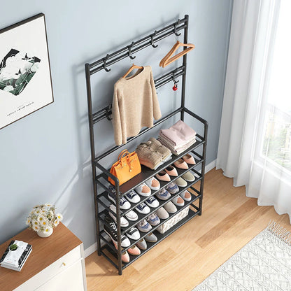 5 Layers Integrated Shoe & Coat Rack, Space Saving Multi-Layer