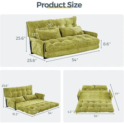 Versatile 5-Position Foldable Lazy Sofa Bed with 2 Pillows,