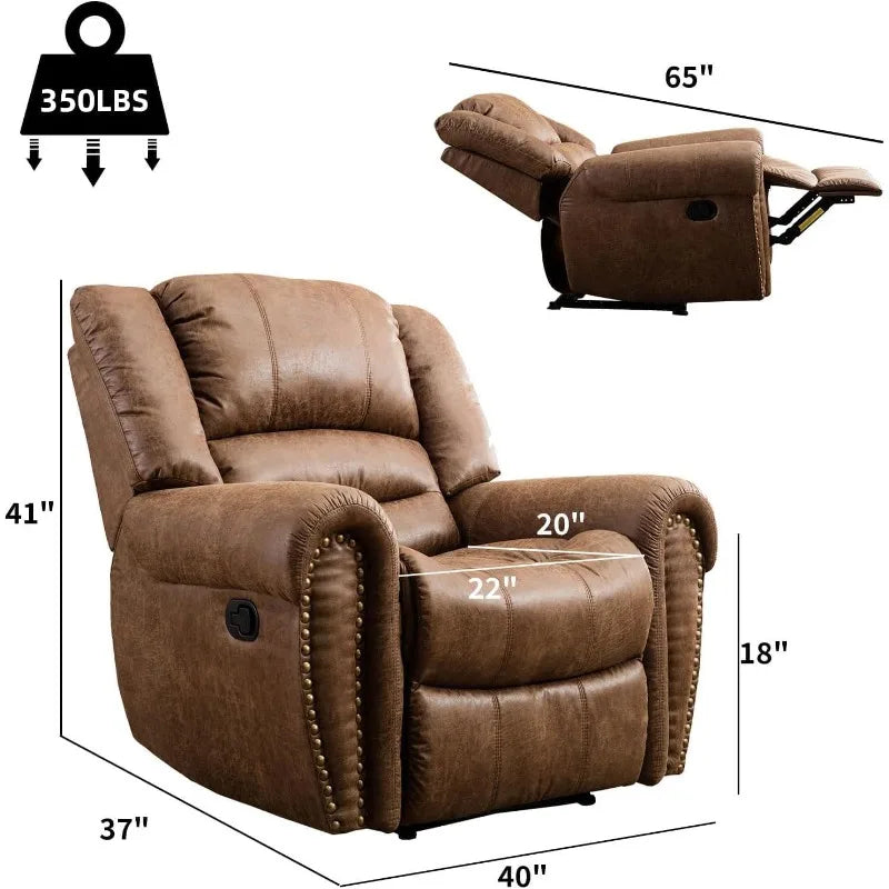 Classic and Traditional Manual Recliner Chair, Leather