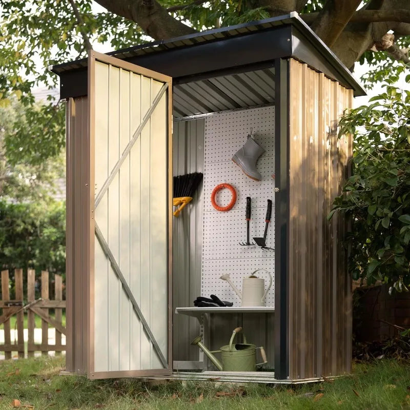 Lockable Metal Outdoor Garden Shed 5'x3', Anti-Corrosion