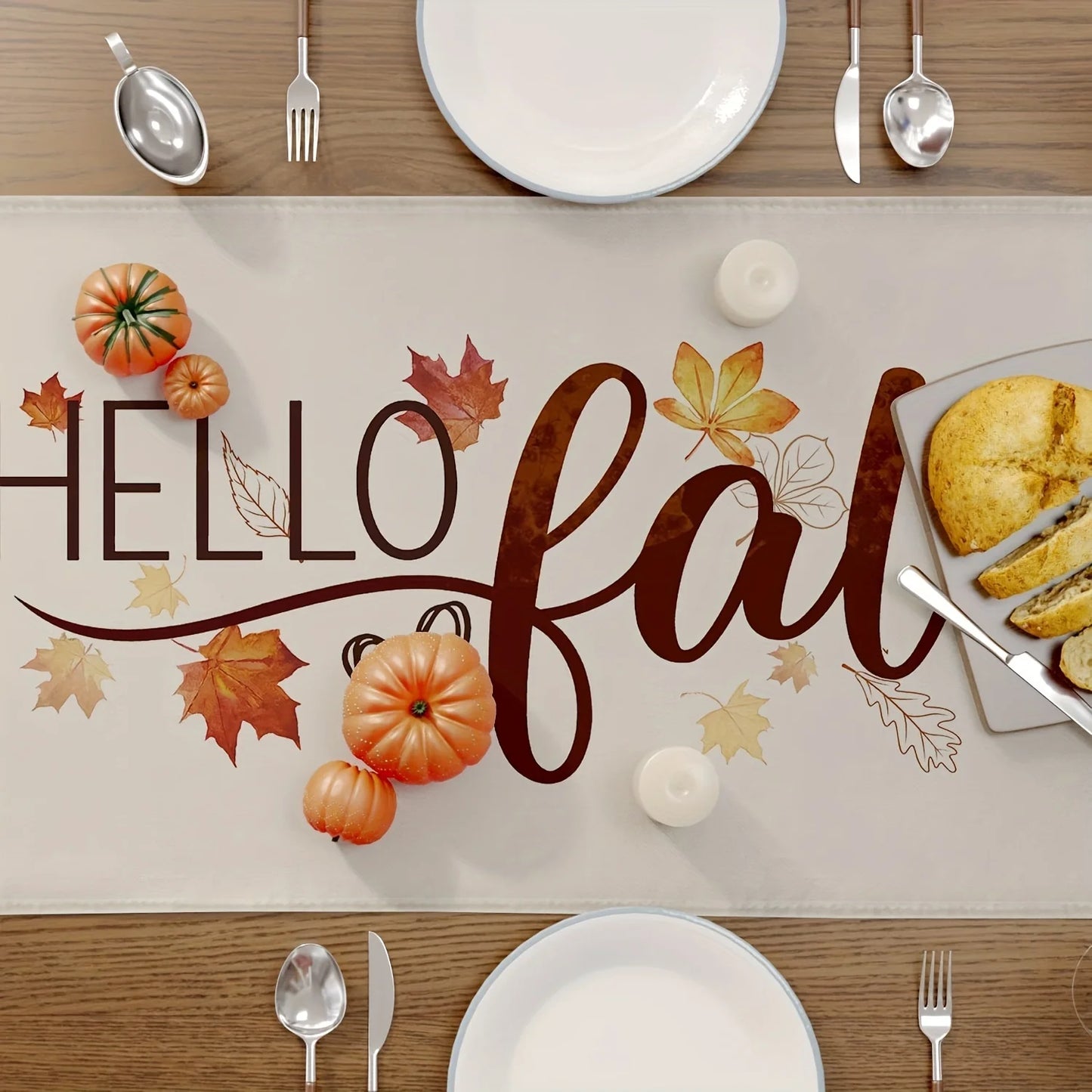1pc Thanksgiving Table Runner, Gnomes Pumpkin Sunflower Truck Buffalo Plaid Fall