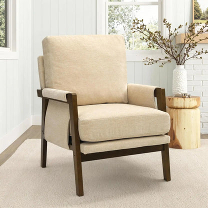 Mid Century Dark Brown Accent Chair for Bedroom & Living Room