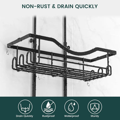 Large Rustproof Hanging Shower Caddy w/Hooks,
