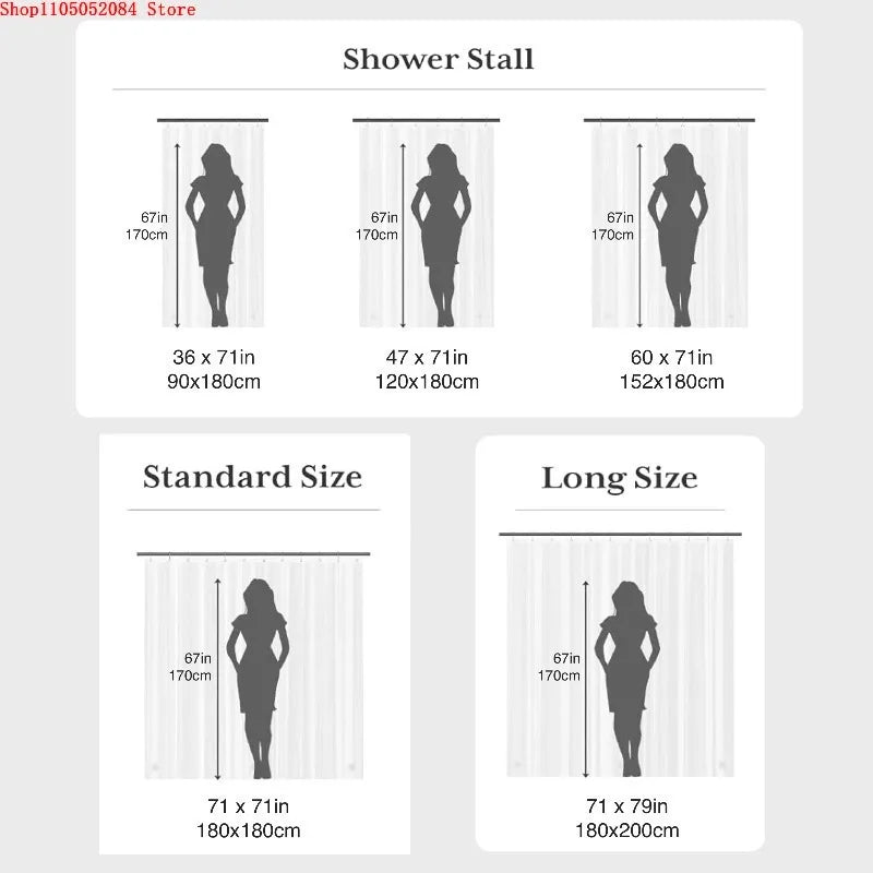 Cute Greenery Print Shower Curtain with Hooks