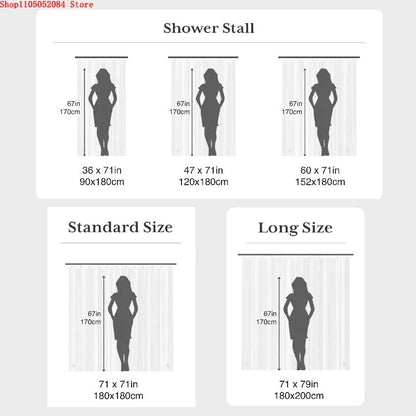 Cute Greenery Print Shower Curtain with Hooks