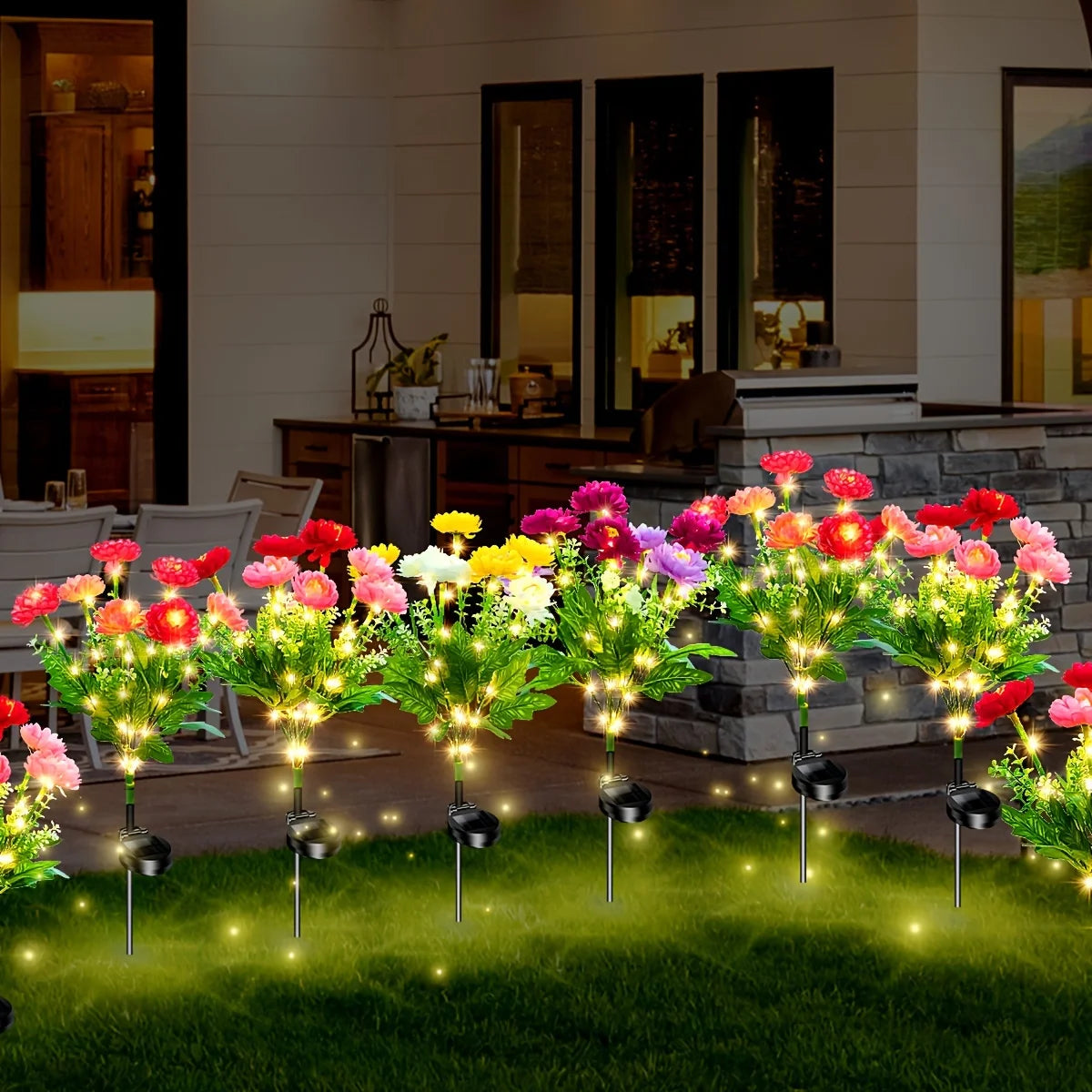 5pc Waterproof Solar Garden Lights, Simulated Snow Lotus