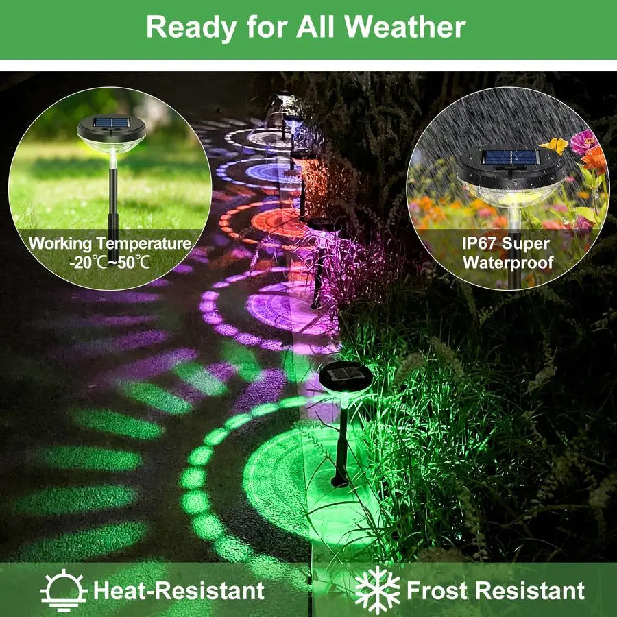8 Pack Decorative Solar Pathway Lights, Multicolor LED